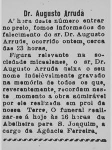 Augusto Arruda NEWSPAPER OBITUARY 1964
